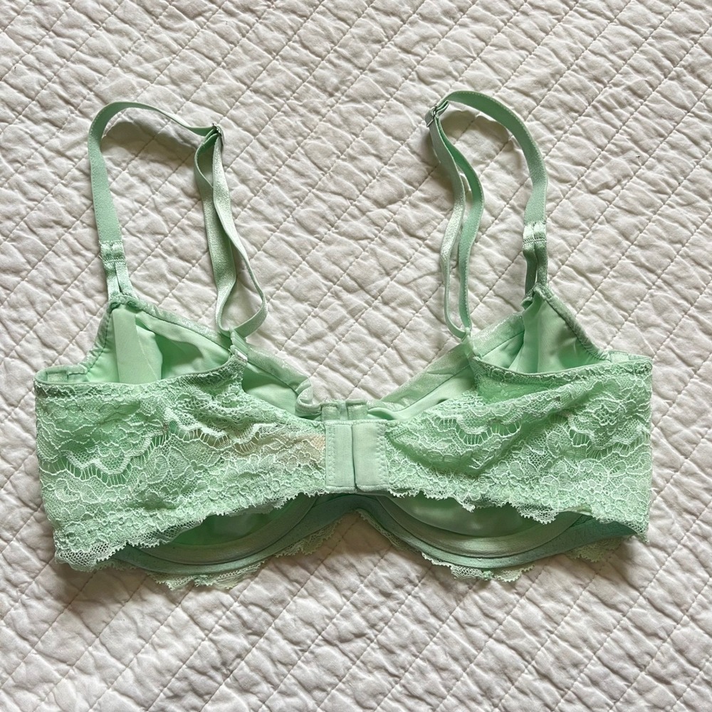 Victoria's Secret Bra Dream Angels Push Up Mint Green Shimmer Lace 34D - Picture 5 of 6